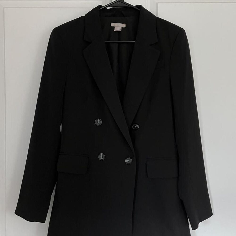 H&M Double Breasted Black Oversized Blazer